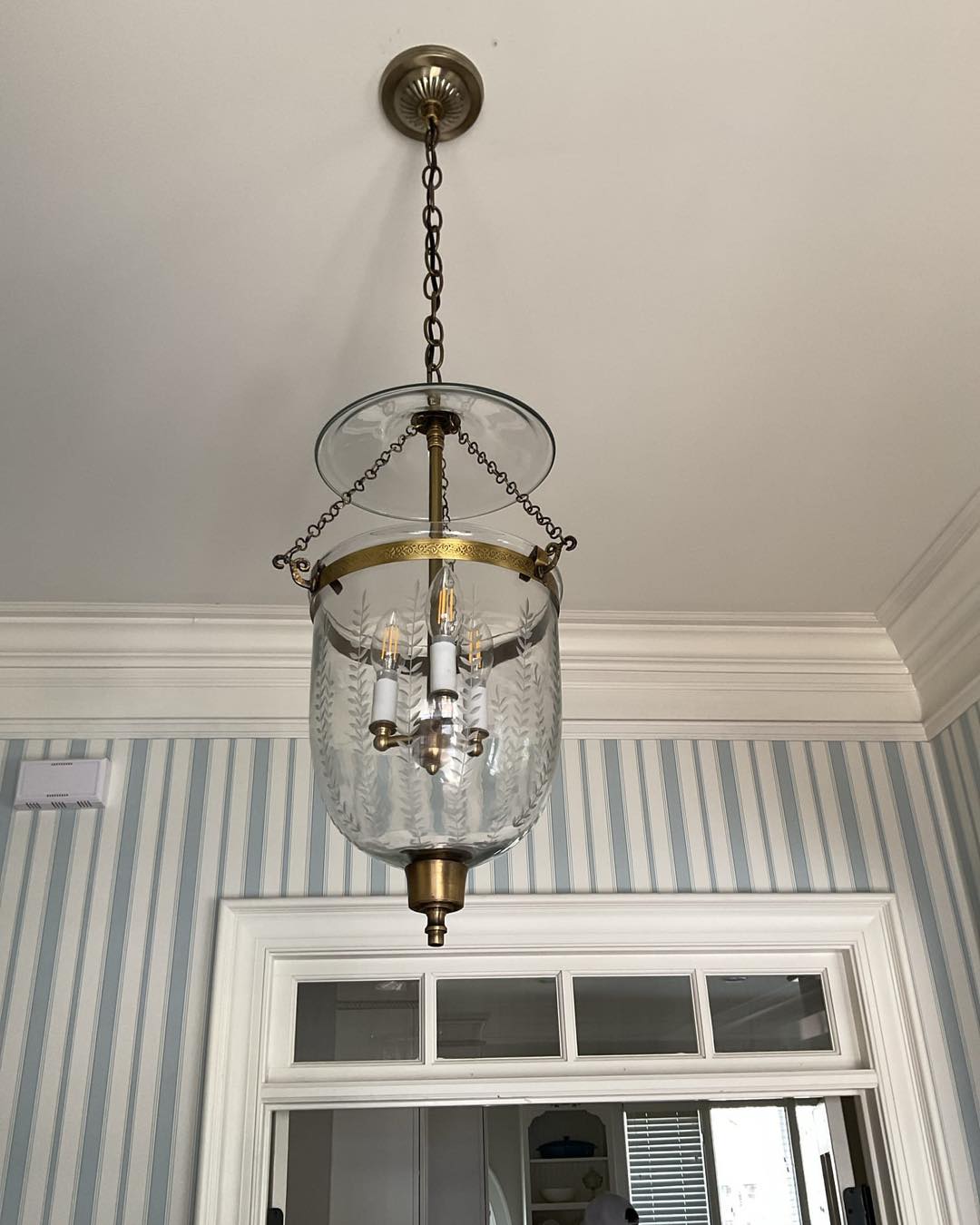 Glass and brass ceiling light fixture
